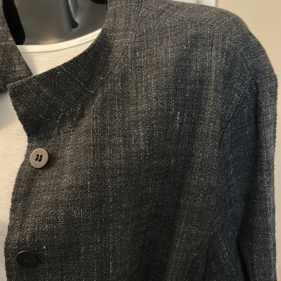 EILEEN FISHER Cotton Linen Women's Black Gray Charcoal Jacket Blazer Size Medium - Picture 3 of 14